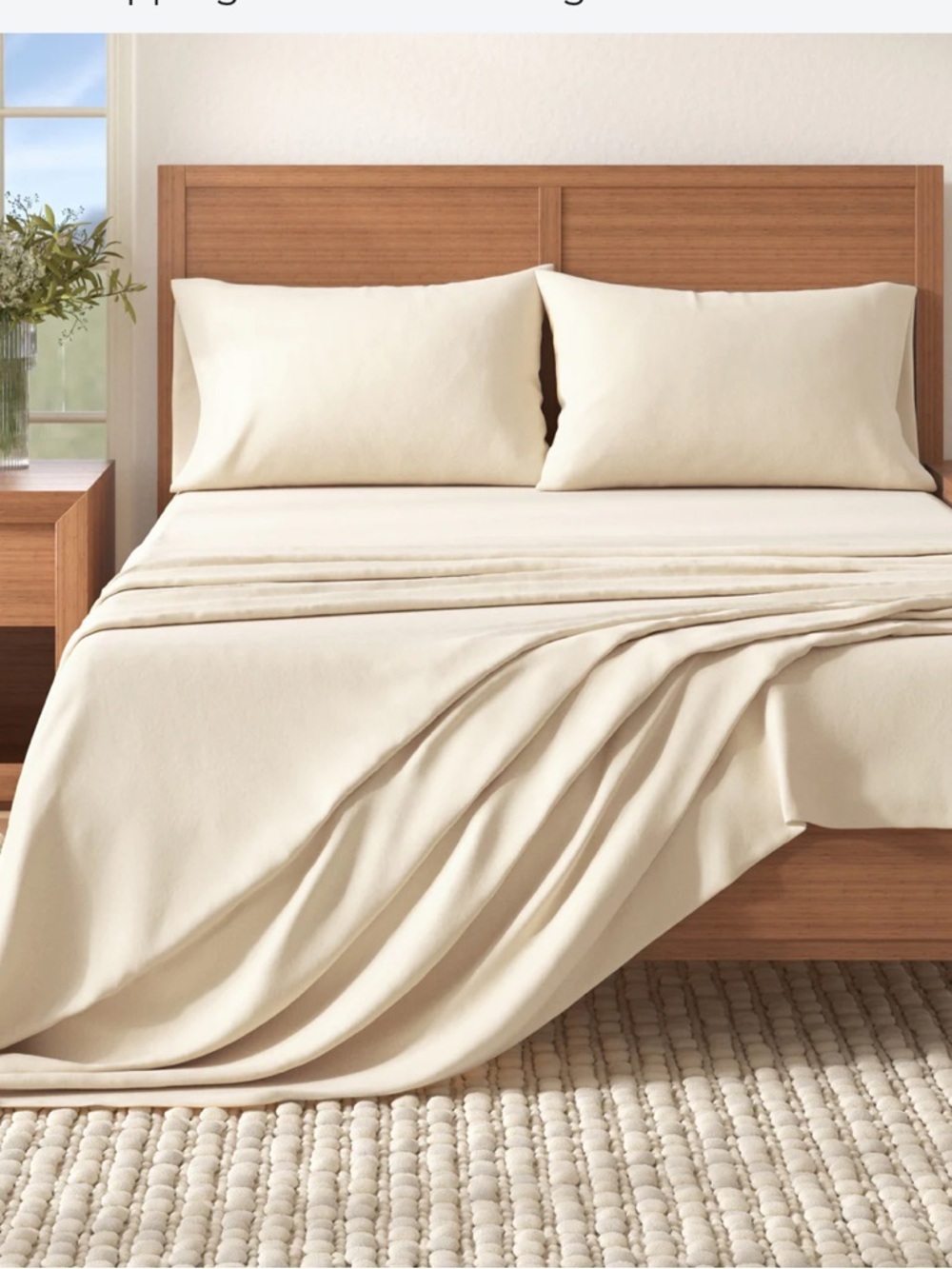 100% Turkish Cotton Queen Size 4-Piece Flannel Sheet Set Pristine Ivory NIP